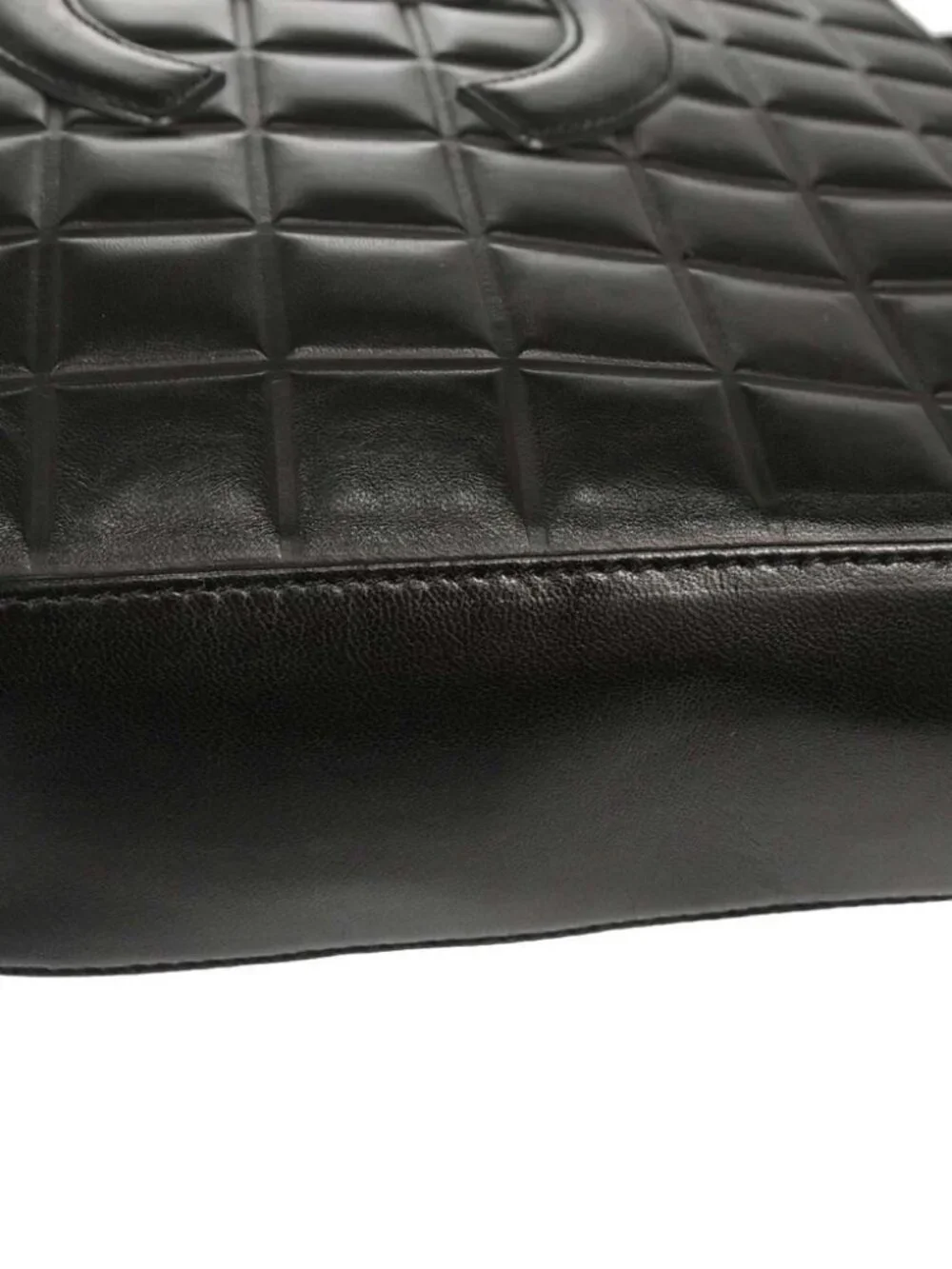 Chanel Black Lambskin Choco Bar Tote Handbag